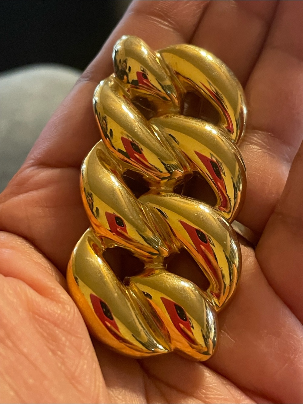 Polished Gold-Tone Chunky Chain Brooch - Women's Jewelry